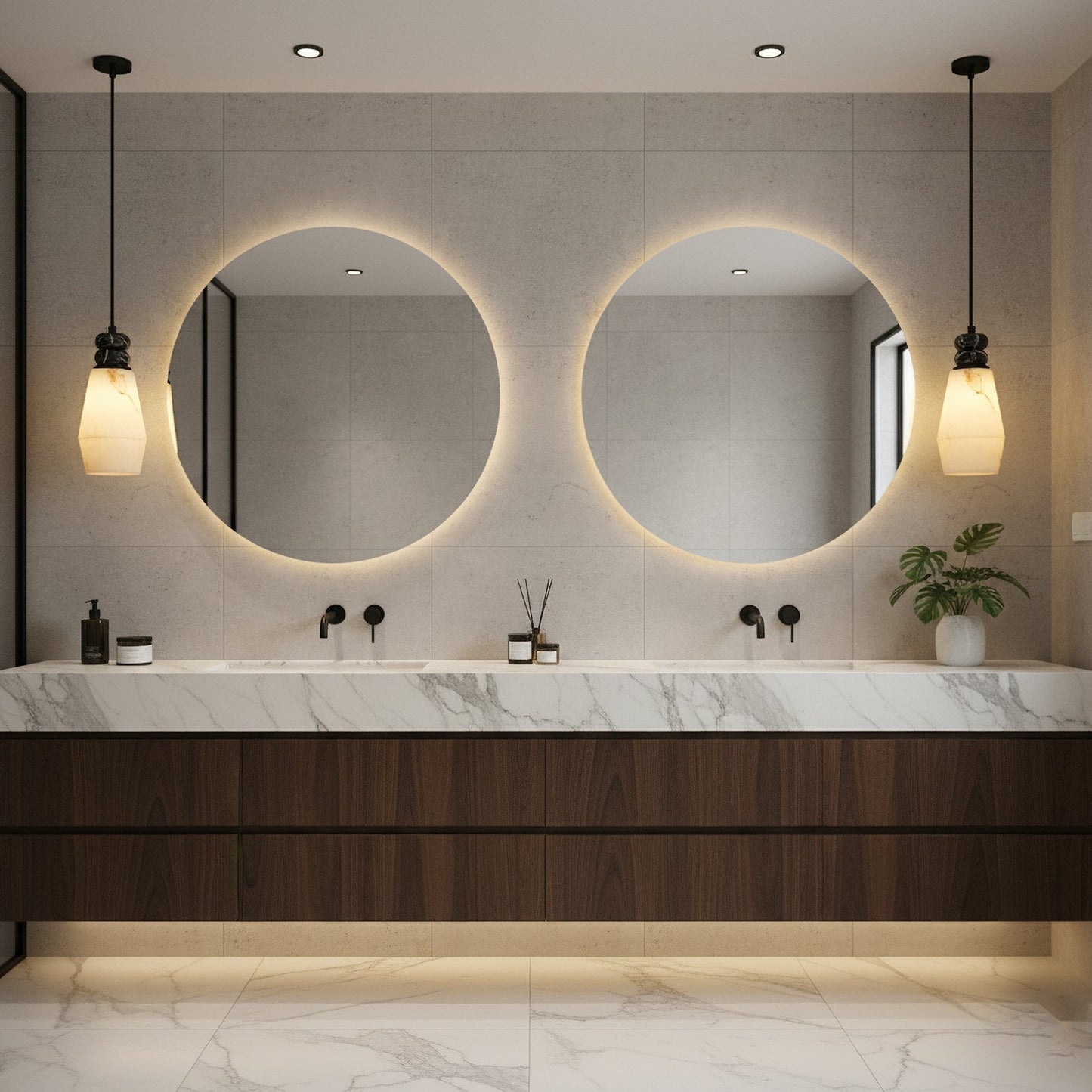 Hanglamp met Marmer en Imitatie Albast – Elegant Design met Zacht Licht