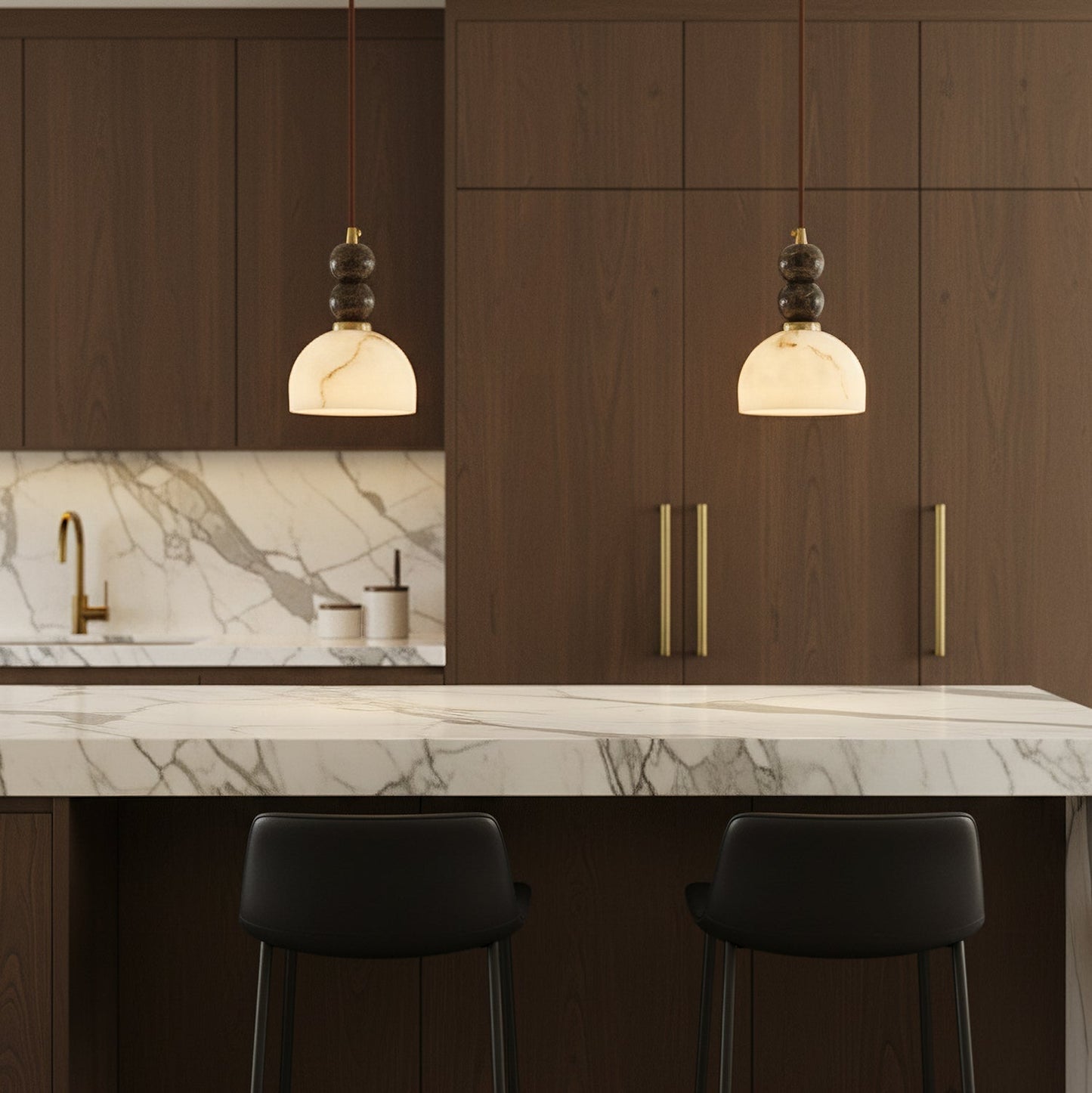 Hanglamp met Marmer en Imitatie Albast – Elegant Design met Zacht Licht