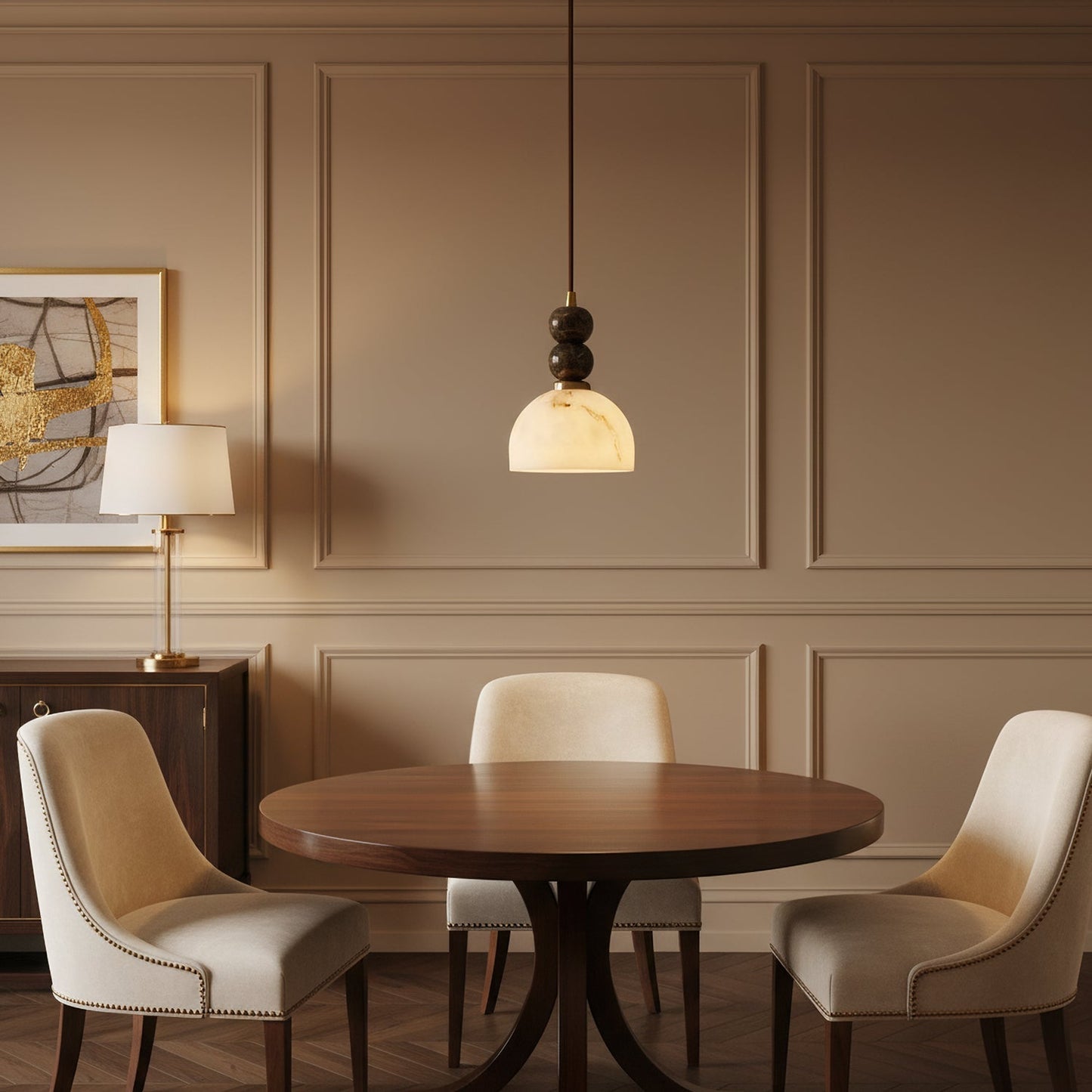 Hanglamp met Marmer en Imitatie Albast – Elegant Design met Zacht Licht