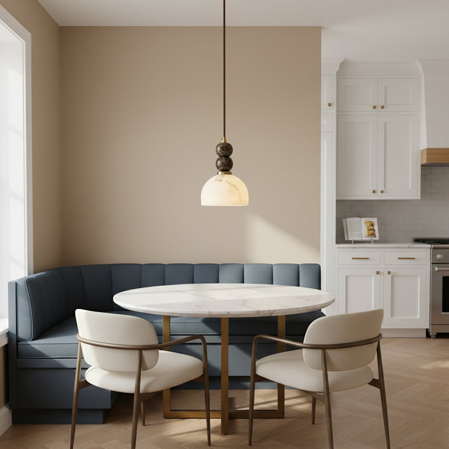 Hanglamp met Marmer en Imitatie Albast – Elegant Design met Zacht Licht