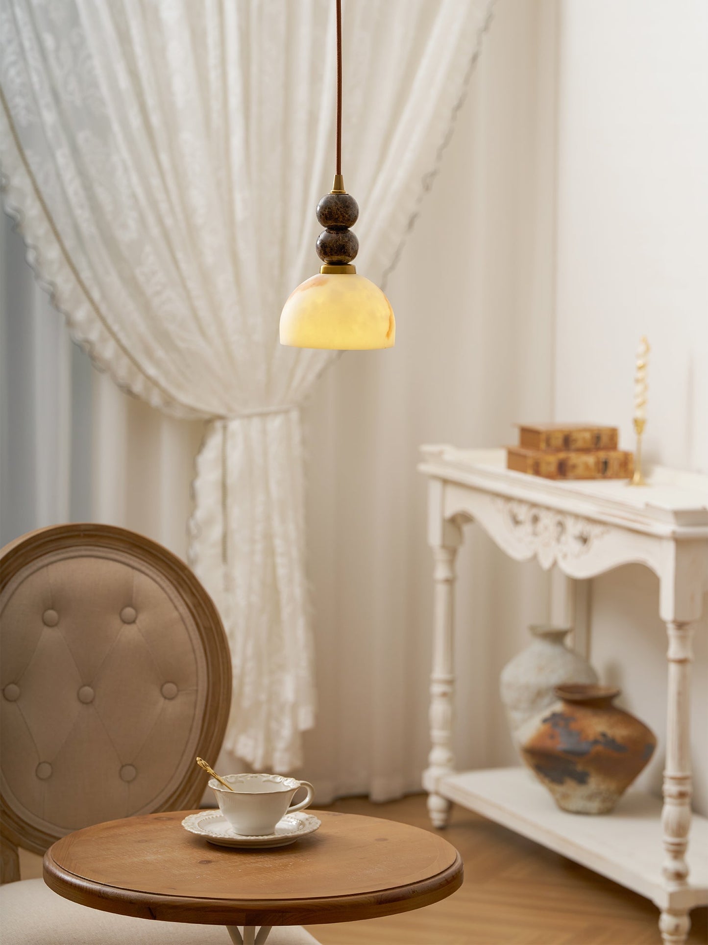 Hanglamp met Marmer en Imitatie Albast – Elegant Design met Zacht Licht