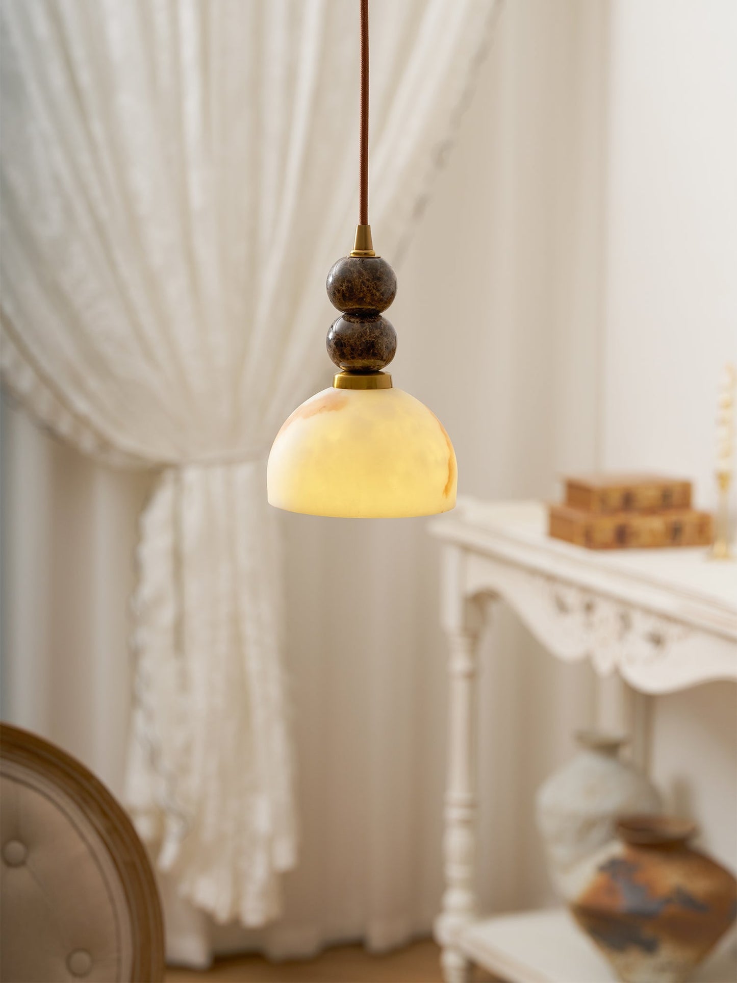 Hanglamp met Marmer en Imitatie Albast – Elegant Design met Zacht Licht