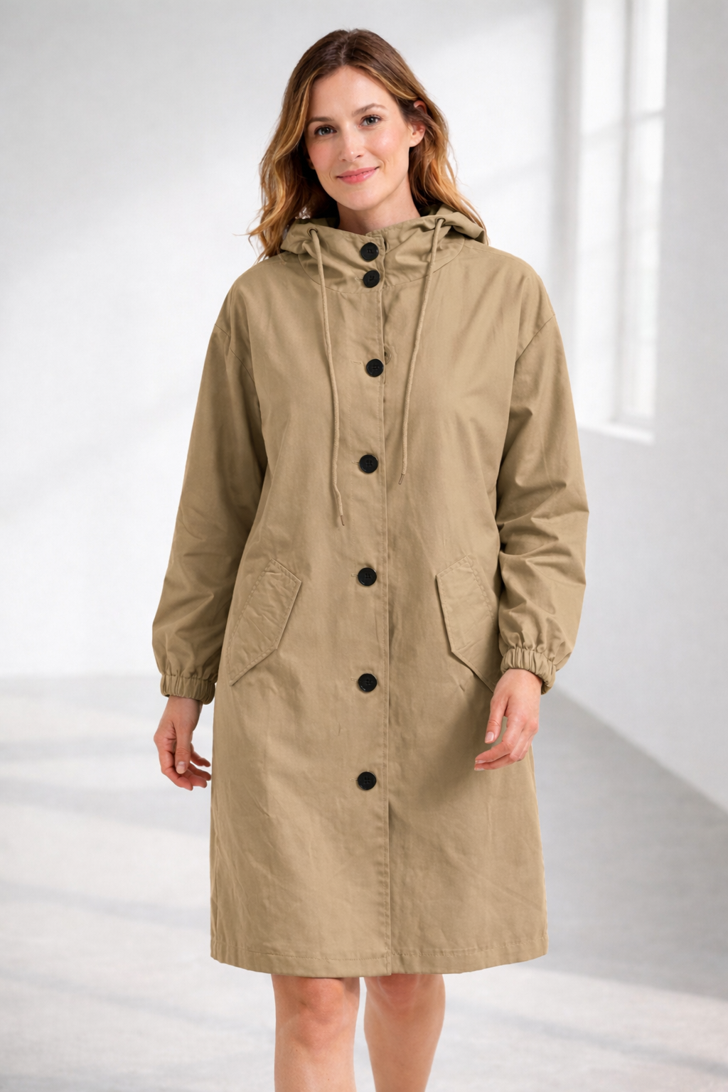 Dame Parka Met Kap Medium Lengte