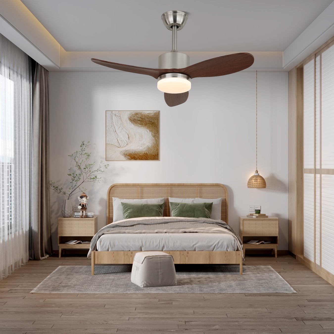 Plafondventilator met Verlichting 106cm of 132cm Design Modern 6-Snelheden Variabele Frequentie Motor voor Slaapkamer Woonkamer met Afstandsbediening