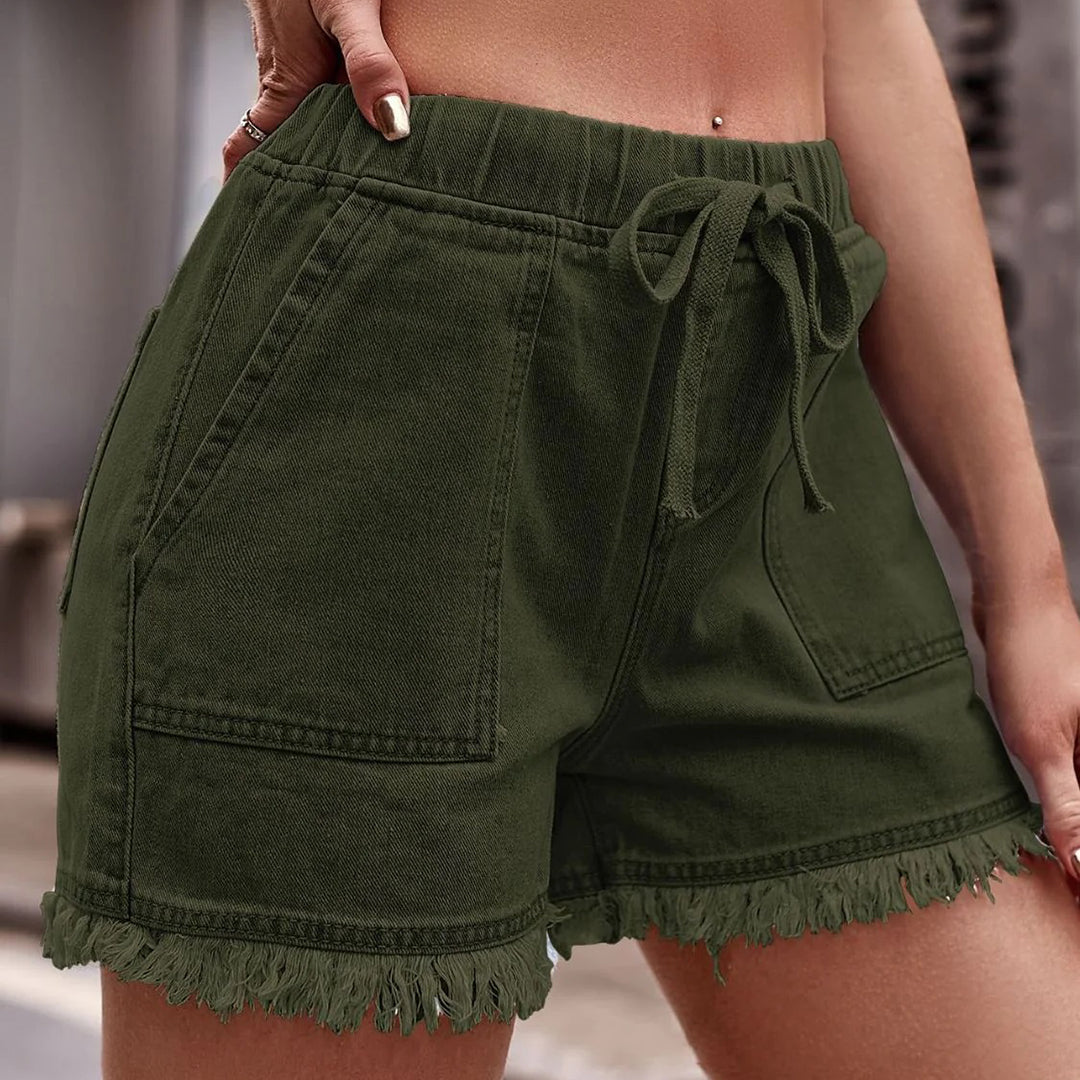 Dames Shorts Zomer Denim Elastisch met Franje