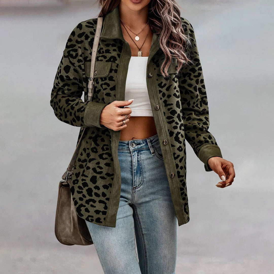 Dames Jas Luipaardprint Stijlvol en Chic → Dames Luipaard Jas Stijlvol Leer