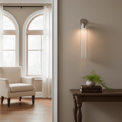 Glazen wandlamp met cilindervorm – elegante wandverlichting voor binnen