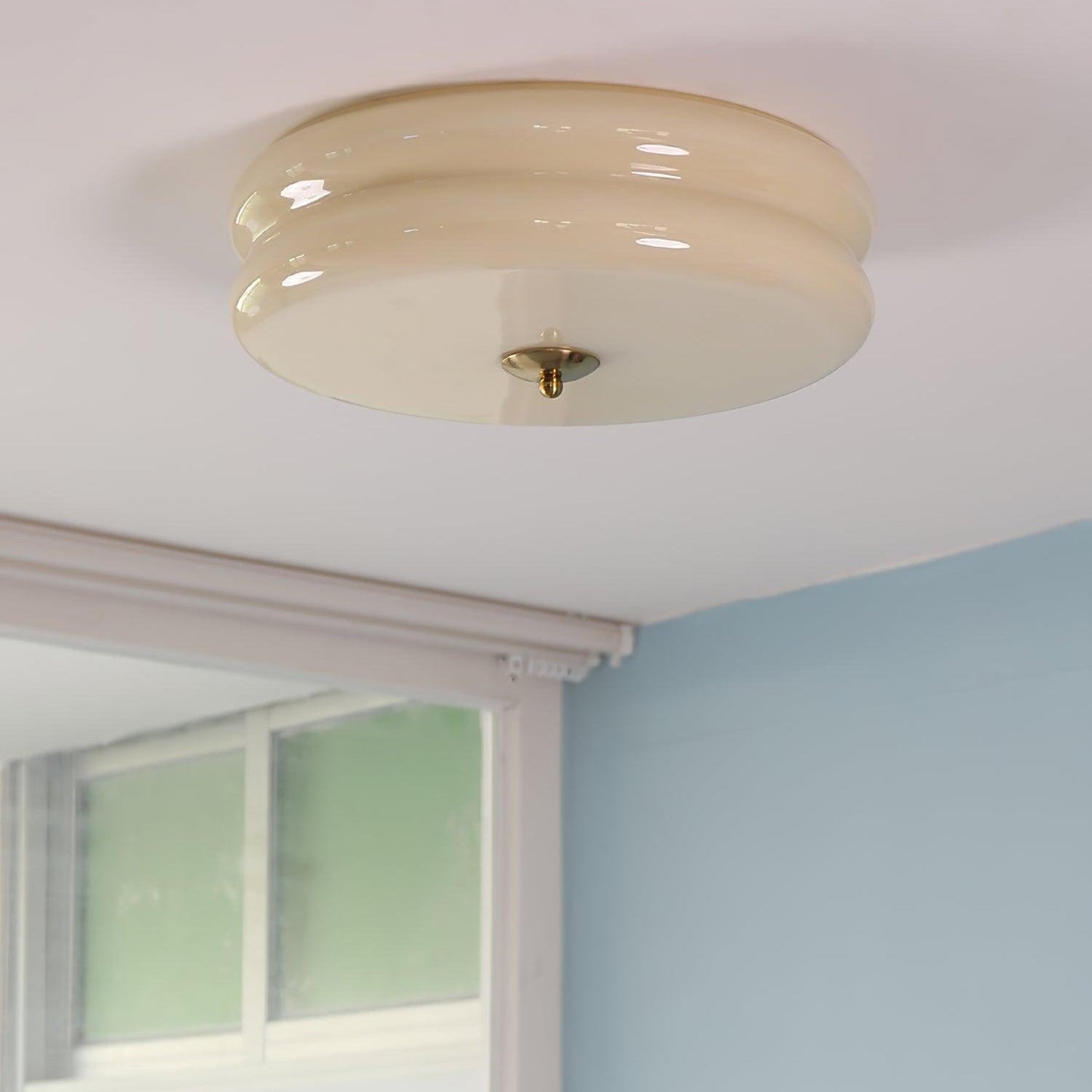 Art deco plafondlamp met geometrisch design en warm ledlicht voor stijlvolle interieurs