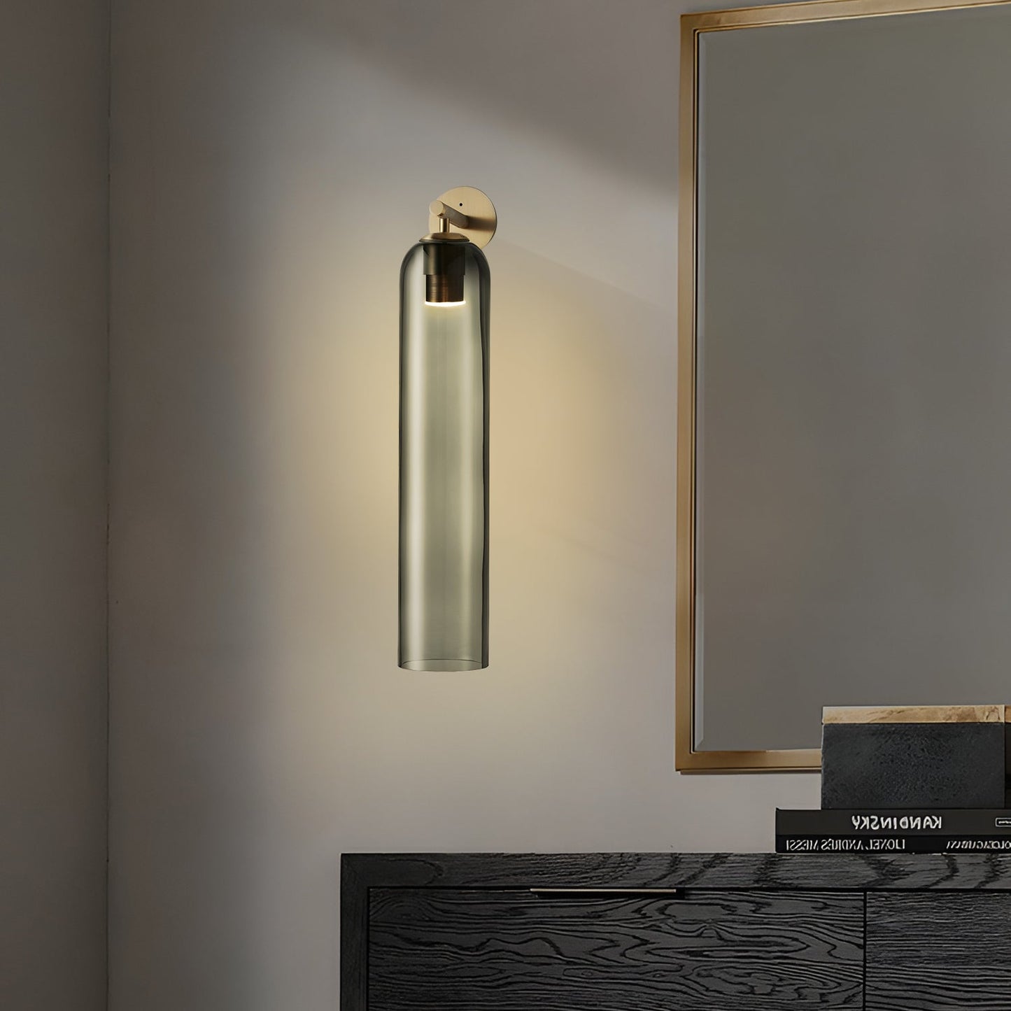Glazen wandlamp met cilindervorm – elegante wandverlichting voor binnen