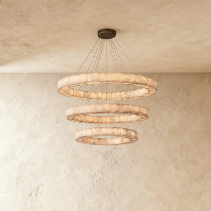 Teva Calciet Hanglamp Met Handgemaakte Steenringen En Zachte Sfeerverlichting