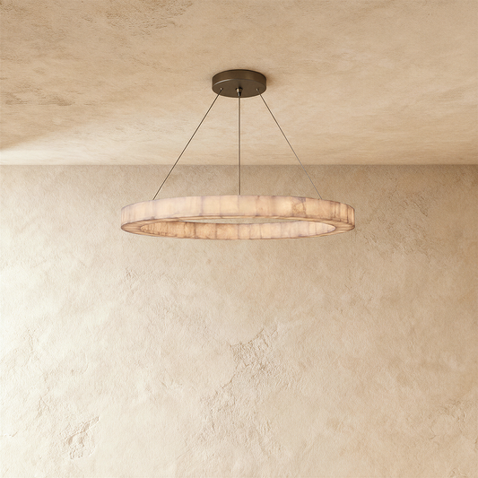 Teva Calciet Hanglamp Met Handgemaakte Steenringen En Zachte Sfeerverlichting