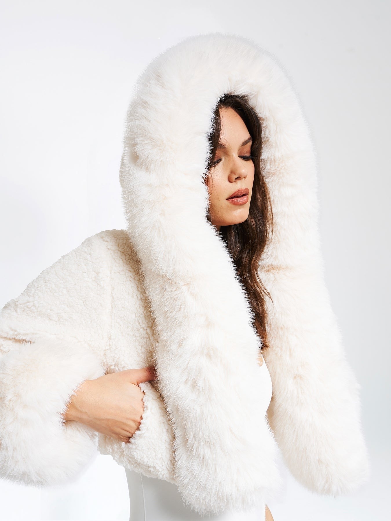 Winterjas Kort Dames Glamour Bontkraag