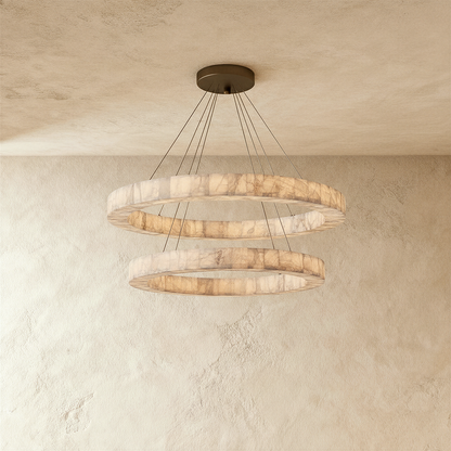 Teva Calciet Hanglamp Met Handgemaakte Steenringen En Zachte Sfeerverlichting