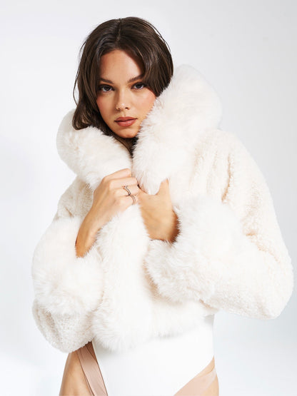 Winterjas Kort Dames Glamour Bontkraag - StudioMarella