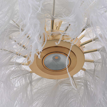 Veren Hanglamp Plafondlamp Struisvogelveren Wit LED 80cm 100cm Modern Design