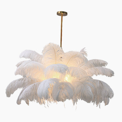 Veren Hanglamp Plafondlamp Struisvogelveren Wit LED 80cm 100cm Modern Design