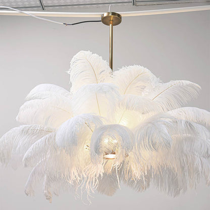 Veren Hanglamp Plafondlamp Struisvogelveren Wit LED 80cm 100cm Modern Design
