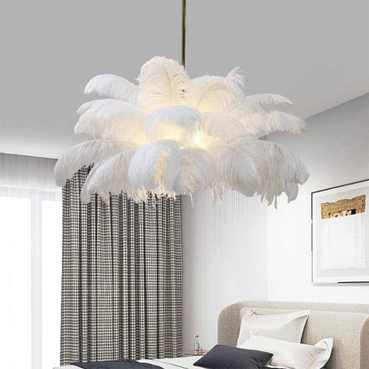 Veren Hanglamp Plafondlamp Struisvogelveren Wit LED 80cm 100cm Modern Design
