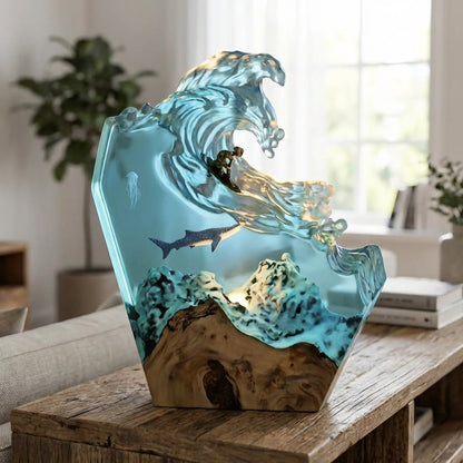 Resin Sfeerlamp Golf Surfer Hout Dimbaar LED Handgemaakt Oceaan Woonkamer Bureau Decoratielamp Sculptuur Cadeau