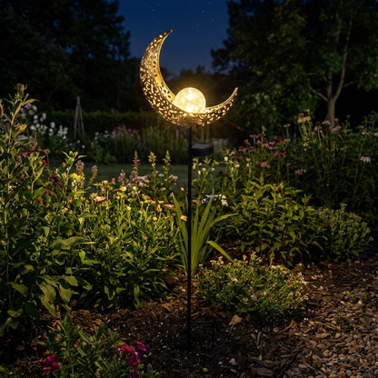 Solar Tuinsteker Zon IJzer Crackle Glas LED Warm Licht Tuin Pad Decoratie Zonne-energie Automatisch Sfeerverlichting