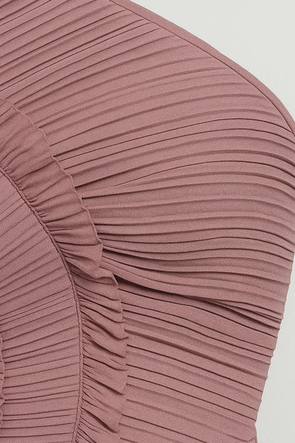 Jurk Dames Maxi Halter Plissé met Ruches Zomerjurk Elegant