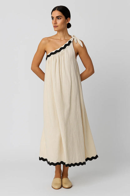 Dames Maxi Jurk One Shoulder Zomerjurk Golvend - StudioMarella