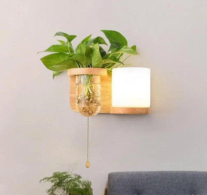 Wandlamp met Plantenbak – Hout & LED