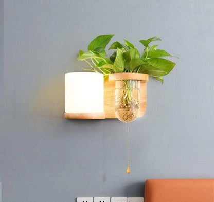 Wandlamp met Plantenbak – Hout & LED