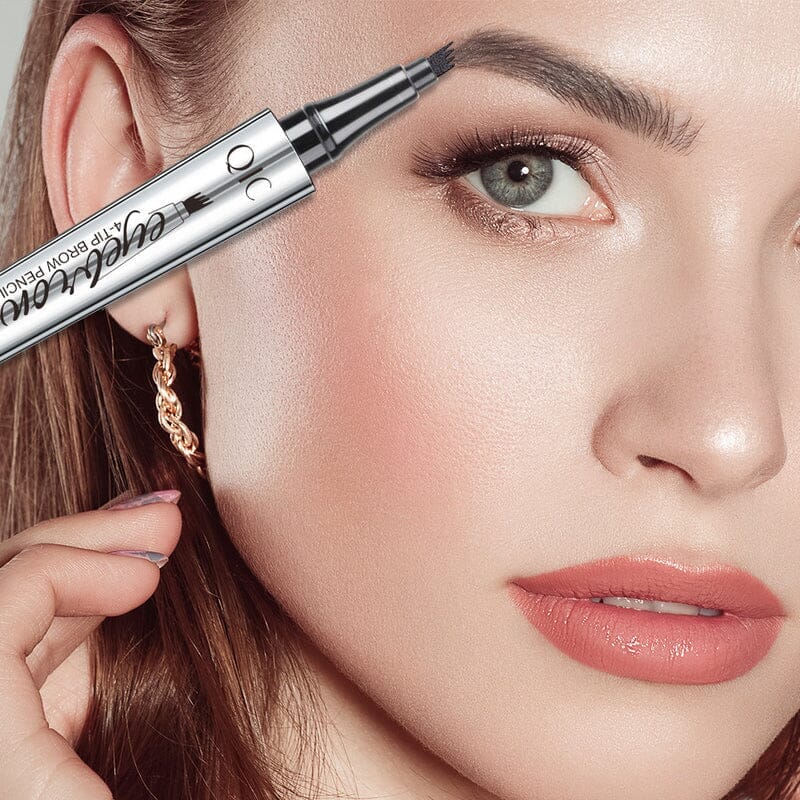 Wenkbrauwpotlood met 4 Punten Waterdichte Microblading Styling Pen voor Natuurlijke Haarlook Duurzaam tot 36 Uur Langdurig