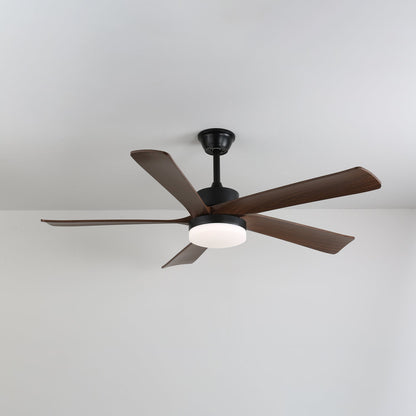 Moderne plafondventilator met verlichting en houten bladen – 6 snelheden LED plafondventilator hout – stil plafond ventilator met afstandsbediening – Scandinavische ventilatorlamp zwart en walnoot voor woonkamer slaapkamer