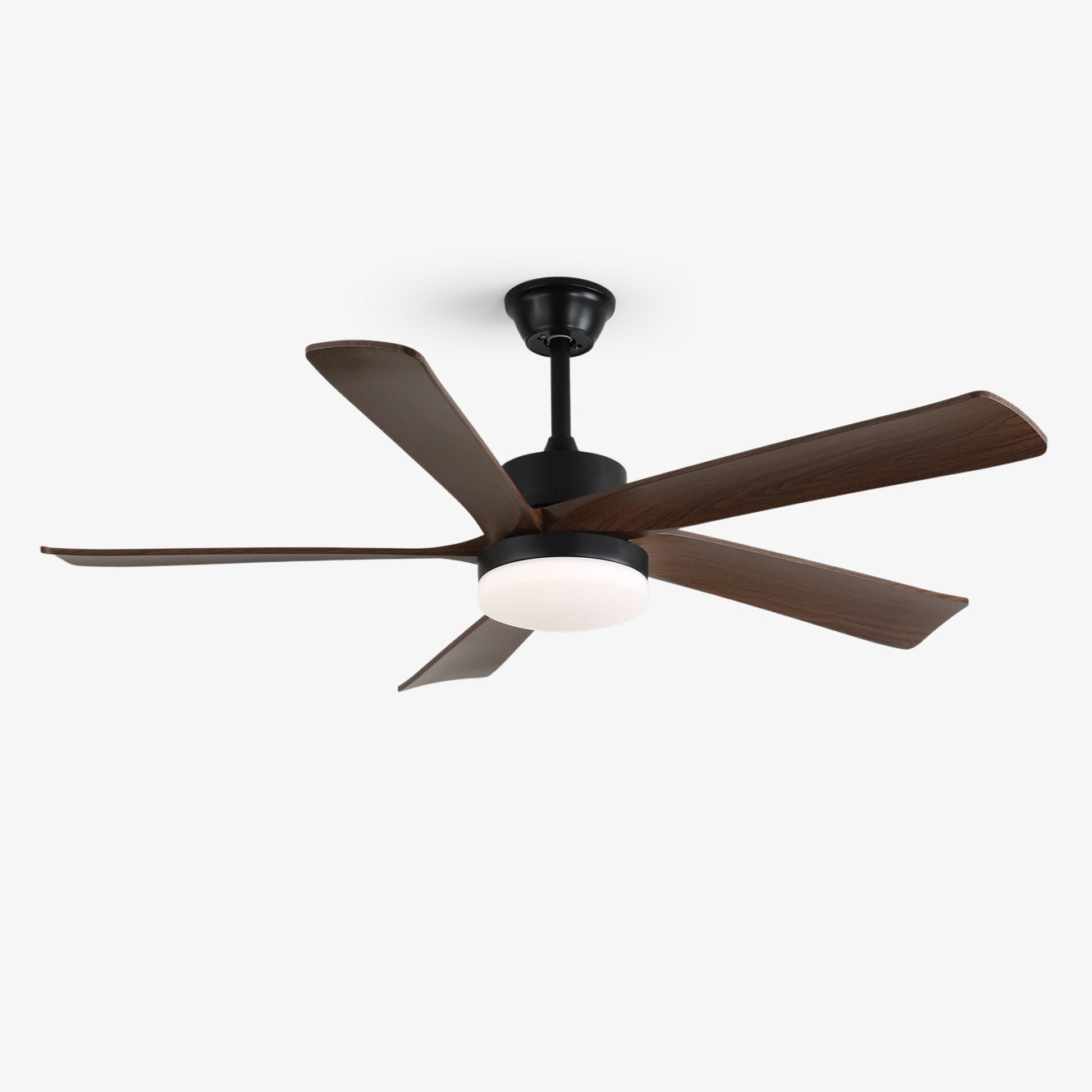 Moderne plafondventilator met verlichting en houten bladen – 6 snelheden LED plafondventilator hout – stil plafond ventilator met afstandsbediening – Scandinavische ventilatorlamp zwart en walnoot voor woonkamer slaapkamer
