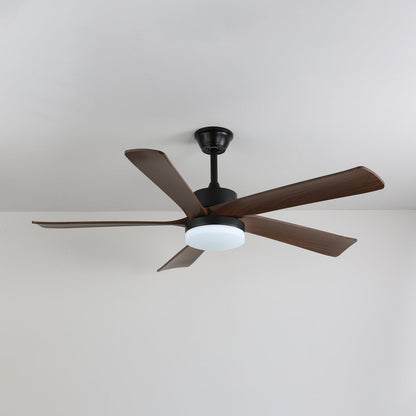 Moderne plafondventilator met verlichting en houten bladen – 6 snelheden LED plafondventilator hout – stil plafond ventilator met afstandsbediening – Scandinavische ventilatorlamp zwart en walnoot voor woonkamer slaapkamer