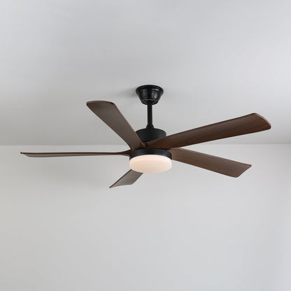 Moderne plafondventilator met verlichting en houten bladen – 6 snelheden LED plafondventilator hout – stil plafond ventilator met afstandsbediening – Scandinavische ventilatorlamp zwart en walnoot voor woonkamer slaapkamer