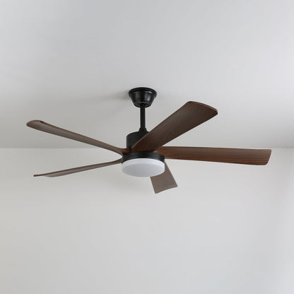 Moderne plafondventilator met verlichting en houten bladen – 6 snelheden LED plafondventilator hout – stil plafond ventilator met afstandsbediening – Scandinavische ventilatorlamp zwart en walnoot voor woonkamer slaapkamer