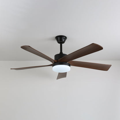Moderne plafondventilator met verlichting en houten bladen – 6 snelheden LED plafondventilator hout – stil plafond ventilator met afstandsbediening – Scandinavische ventilatorlamp zwart en walnoot voor woonkamer slaapkamer