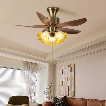 Florence Blossom Plafondventilator met Verlichting 90cm Houtnerf 6-Snelheden DC Motor