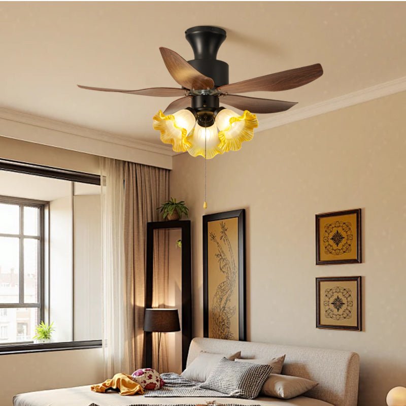 Florence Blossom Plafondventilator met Verlichting 90cm Houtnerf 6-Snelheden DC Motor