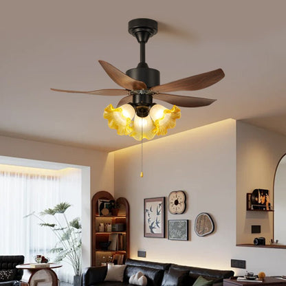 Florence Blossom Plafondventilator met Verlichting 90cm Houtnerf 6-Snelheden DC Motor