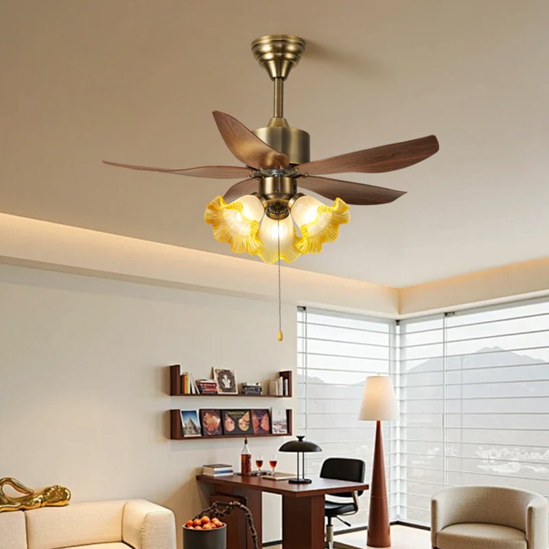 Florence Blossom Plafondventilator met Verlichting 90cm Houtnerf 6-Snelheden DC Motor