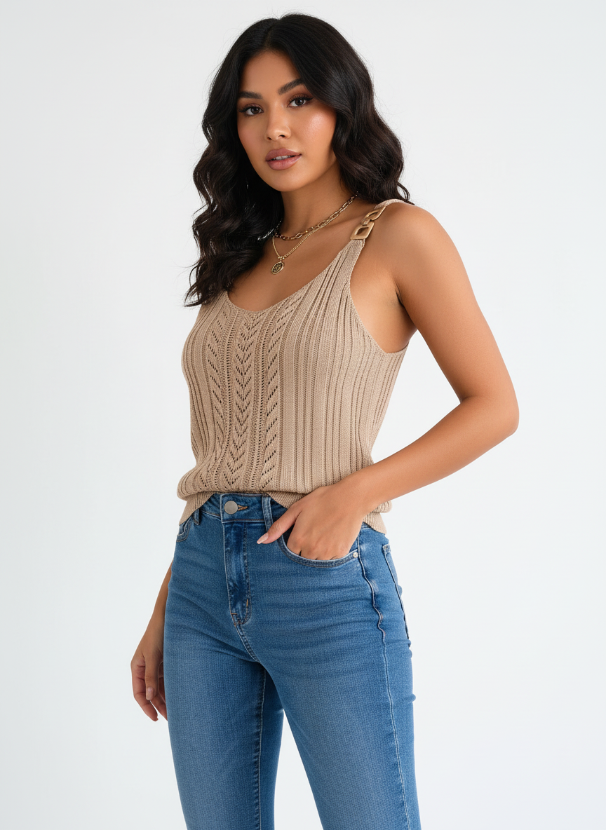 Aurevia Zomertop | Luchtige Open Knit Top voor Vrouw - StudioMarella