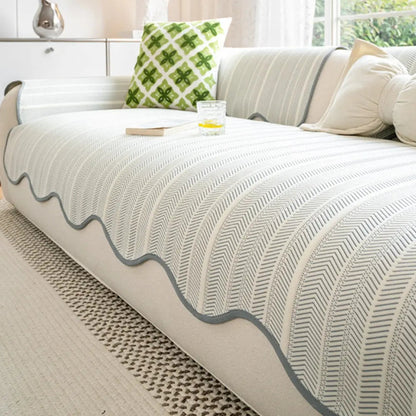 Herringbone Bankhoes met Scallop Rand – Beschermhoes voor Alle Seizoenen – Microvezel
