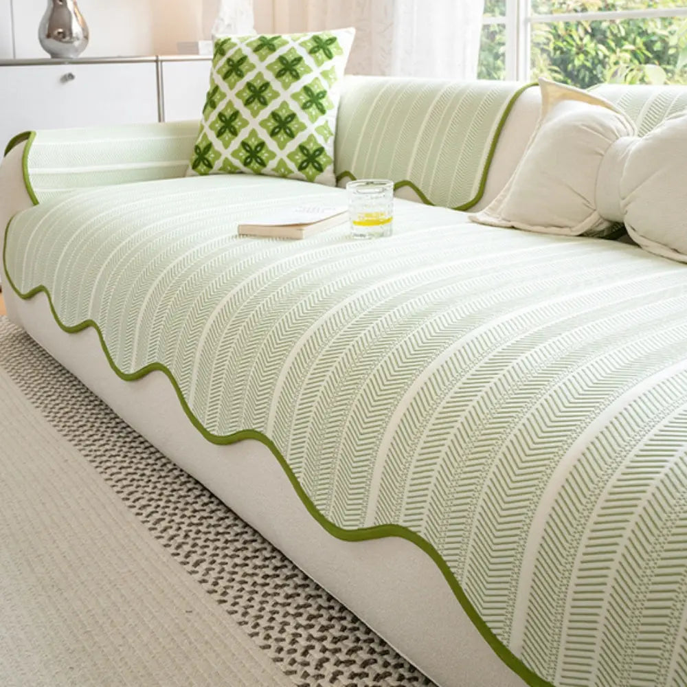 Herringbone Bankhoes met Scallop Rand – Beschermhoes voor Alle Seizoenen – Microvezel