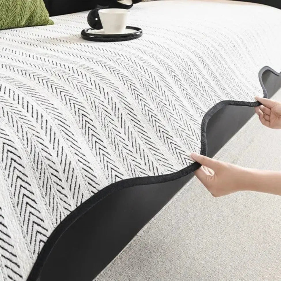 Herringbone Bankhoes met Scallop Rand – Beschermhoes voor Alle Seizoenen – Microvezel
