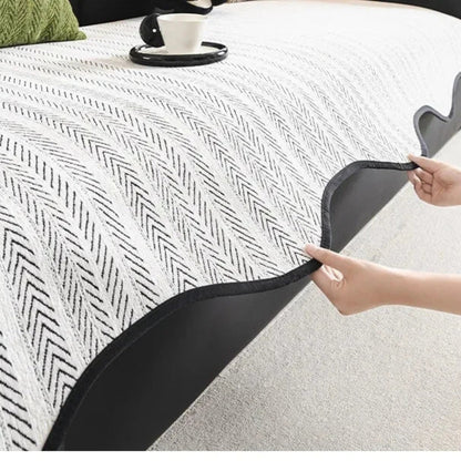 Visgraat Bankhoes met Schelpenrand – Zachte Microfiber Meubelhoezen voor Sofa en Fauteuil – Machinewasbaar en Ademend voor Alle Seizoenen