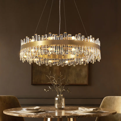 Kristallen Kroonluchter Rond Goud K9 Crystal 12-20 Lichts Luxe Plafondlamp
