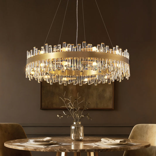 Kristallen Kroonluchter Rond Goud K9 Crystal 12-20 Lichts Luxe Plafondlamp