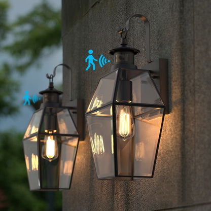 Buitenwandlamp Mattzwart Lantaarn E27 IP44 Weerbestendig Tuinverlichting Met Bewegingssensor Optioneel