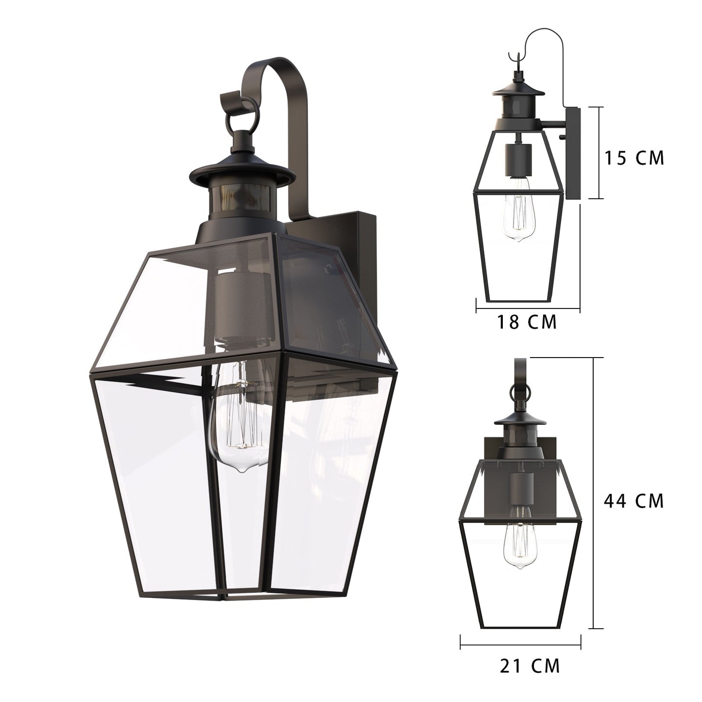 Buitenwandlamp Mattzwart Lantaarn E27 IP44 Weerbestendig Tuinverlichting Met Bewegingssensor Optioneel