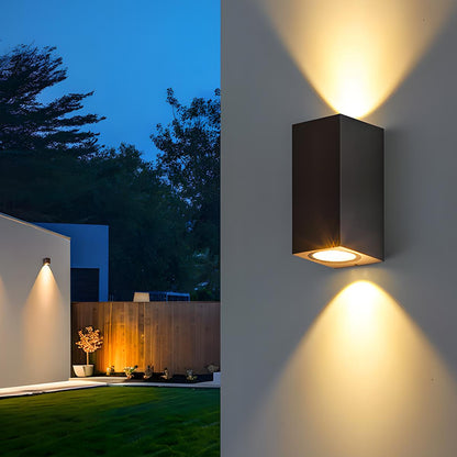 Moderne Vierkante Buitenwandlamp LED IP65 Waterbestendig Up&Down Verlichting Zwart voor Gevel Terras Entree