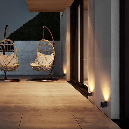 Moderne Vierkante Buitenwandlamp LED IP65 Waterbestendig Up&Down Verlichting Zwart voor Gevel Terras Entree